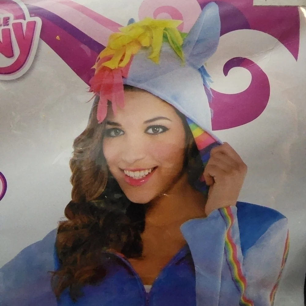 NWT My Little Pony Rainbow Dash Hoodie Adult L/XL Halloween Costume Cosplay New - Picture 2 of 13